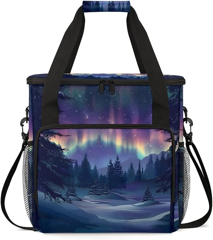 Northern Lights Coffee Maker Carring Bag, Large Insulated Storage Organizer by Home