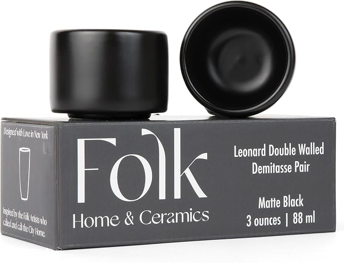 Folk Ceramics Leonard Ceramic Espresso Cups | Modern Stackable Demitasse Mugs by FolkCeramics