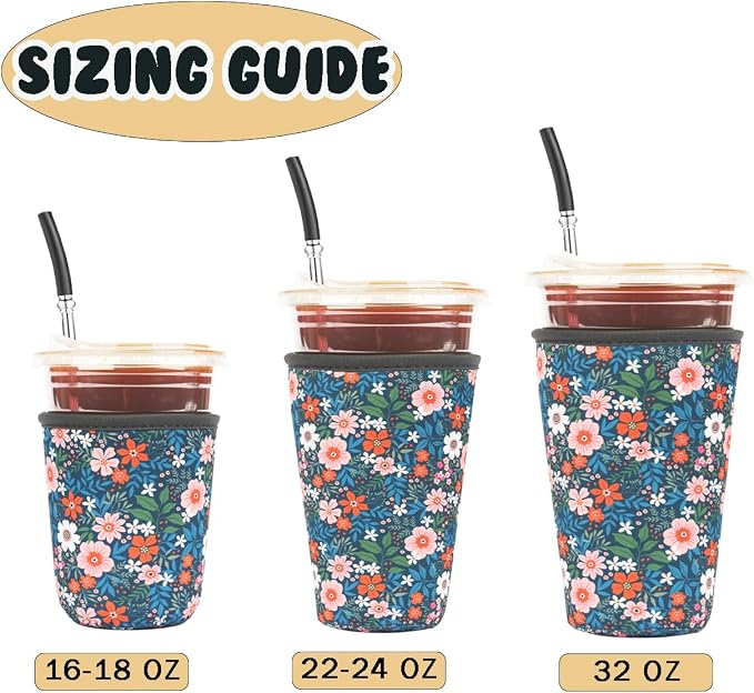 Reusable 3-Pack Iced Coffee Cup Sleeve, Insulated Neoprene, Beverage Holder - Image 5