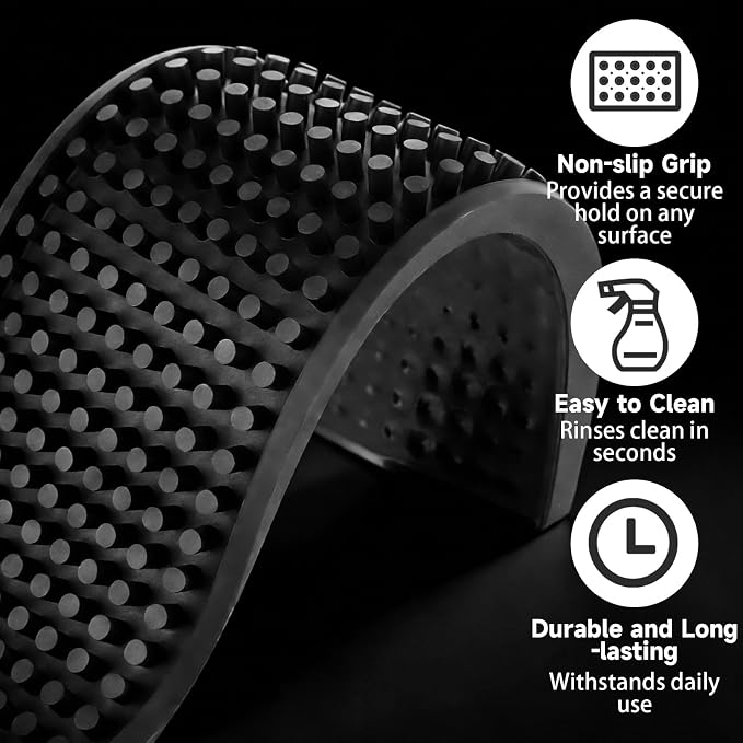 Acrux7 6 Pack Black Rubber Bar Mats, 17.7"x3.5" Non-Slip Spill Mat, PVC Bar - Image 3