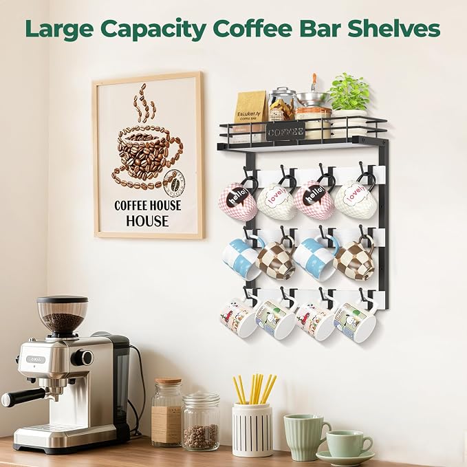 EsLuker.ly Coffee Mug Holder Wall Mounted Display Rack, Metal Cup Hanger - Image 8