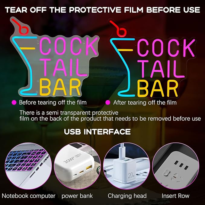 Cooktail Bar Neon Signs for Wall Decor Bar Signs for Home Bar Led Neon Light Up - Image 4