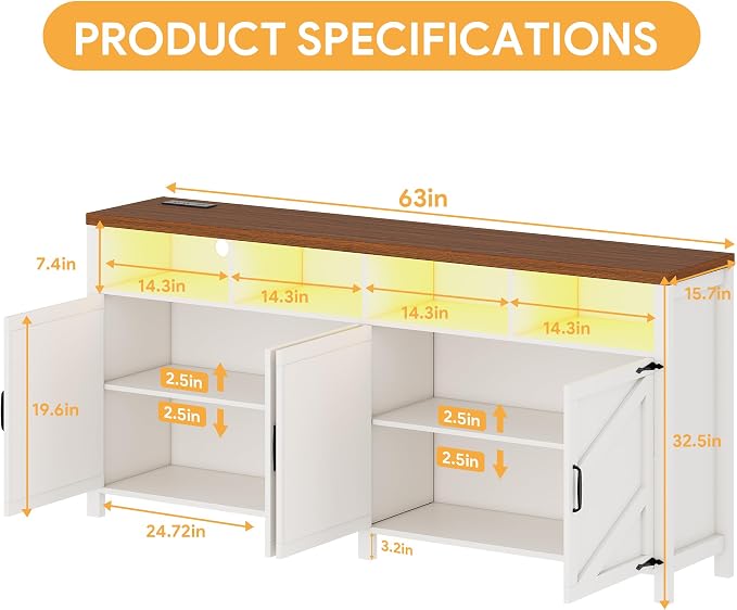 knoworld 63'' Buffet Sideboard - Image 2