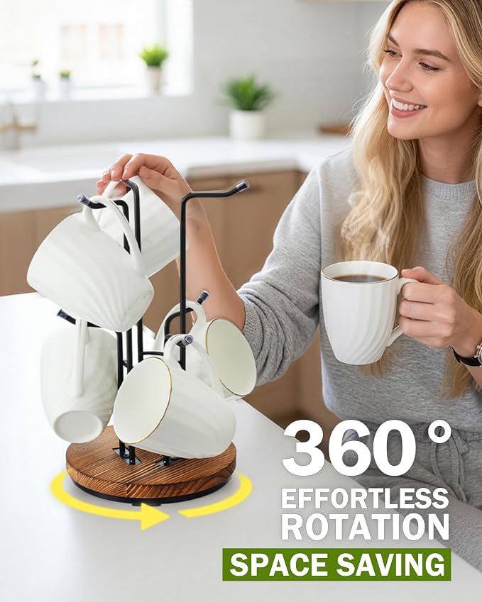 360° Rotating Large Mug Tree for Counter, Coffee Mug Holder - Image 2