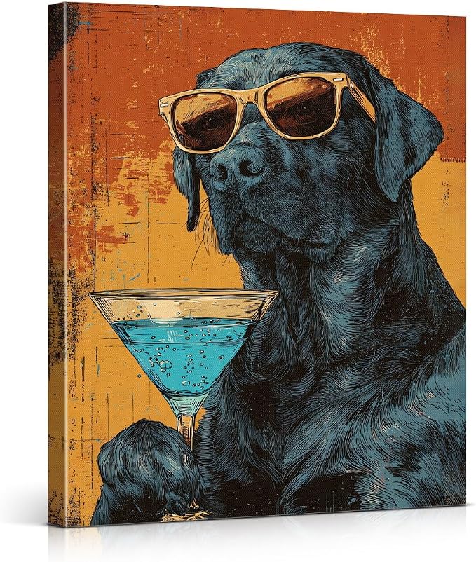 Vintage Dog Kitchen Wall Art Print Funny Labrador Drinking Poster Painting Wall by Unknown