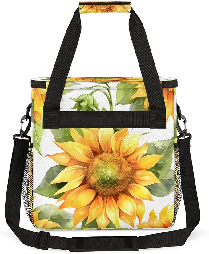 Yellow Sunflower Summer Floral Coffee Maker Carring Bag, Large Insulated - Image 5