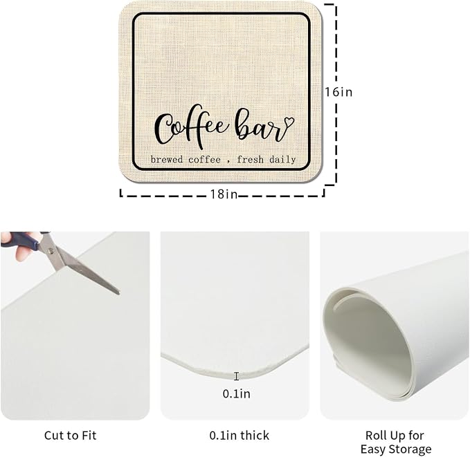 Coffee Bar Mat Rubber Dish Drying Mat - Image 6