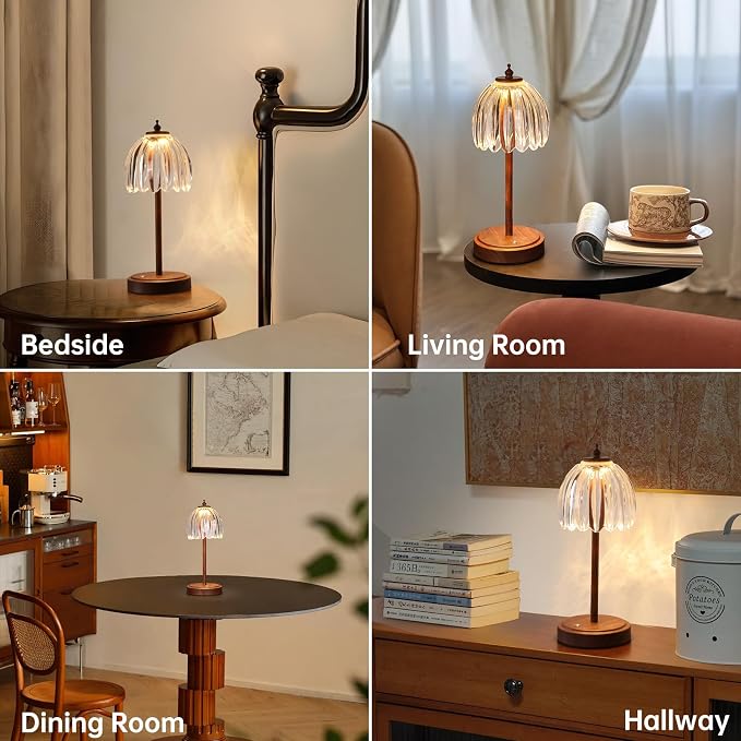Shenmoyl Tulip Table Lamp with 5200mAh Battery & Touch Control, Small Cordless - Image 4