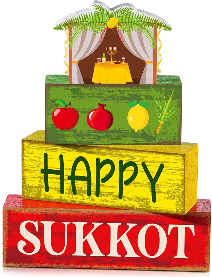 Yuntau 4 Pcs Happy Sukkot Table Decorations Sukkot Centerpieces by Yuntau