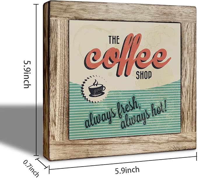 Coffee Shop Wooden Decor Sign, Coffee Shop Always Fresh Always Hot Sign - Image 2