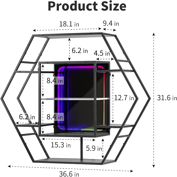 FUSLITE Infinity Mirror Gaming Floating Shelves - Image 2