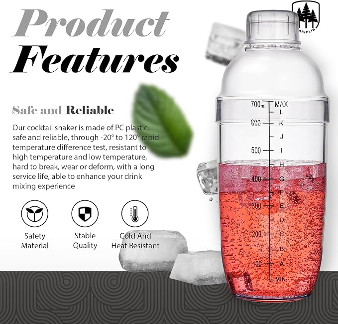 2-Piece 24oz Plastic Cocktail Shaker Set - - Image 2