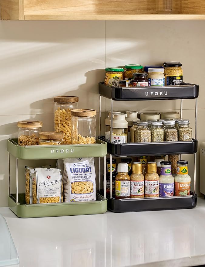 UFORU Countertop Coffee Station Organizer | 2-Tier Whisky Glass Tray, Mug - Image 8