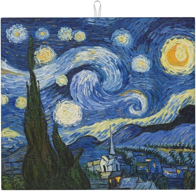 Van Gogh Starry Sky Night Art Dish Drying Mat by FATTTYCY
