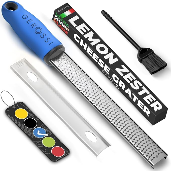 Stainless Steel Cheese Grater & Lemon Zester w/Extra Sharp Blade by GEROSSI