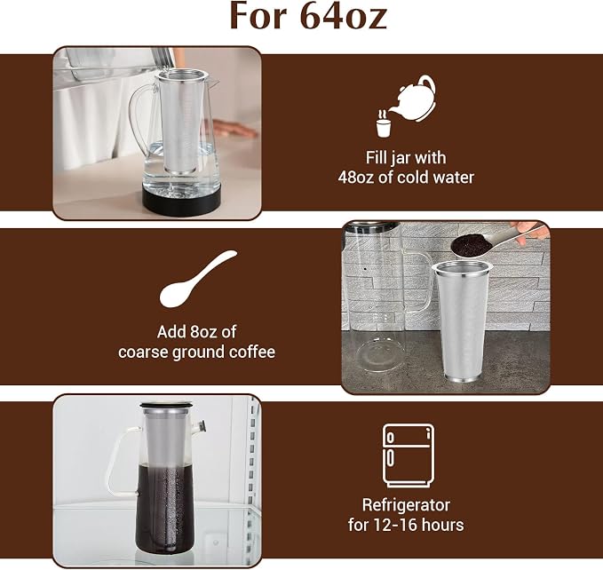 3 Pack Cold Brew Coffee Filter for 64oz Wide Mouth Mason Jar, 304 Stainless - Image 4