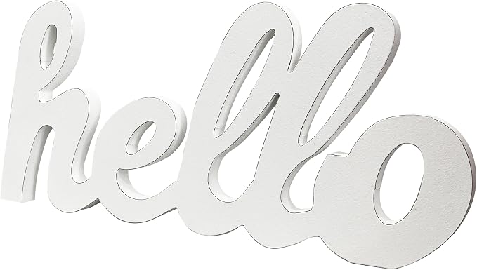 Rustic Distressed White Wooden Hello Sign - Image 5