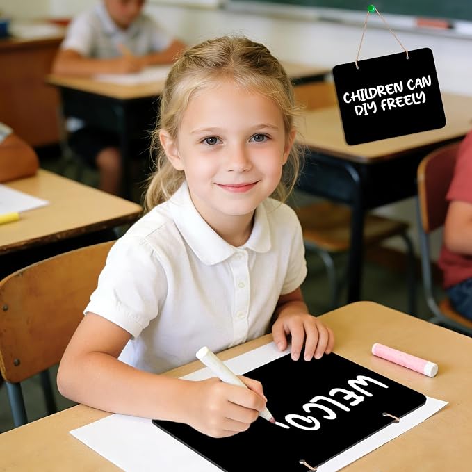 3Pcs Hanging Chalkboard Signs, 8x10 Inch Erasable Message Board Sign - Image 6