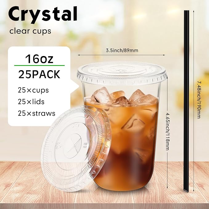 Ziliny 25 Set Clear Plastic Cups - Image 3