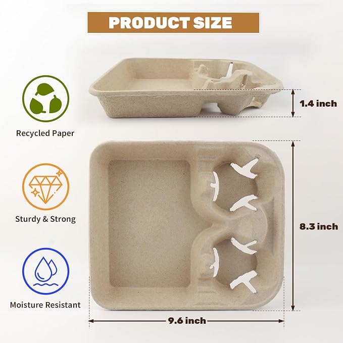 Mat Board Center, 75 Pack 2-Drink Cup Tray, Carrier - Image 3