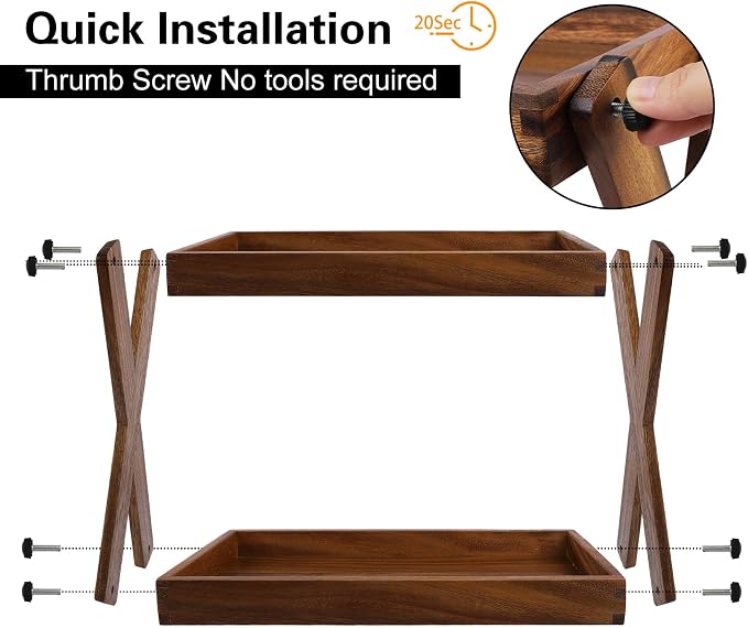 Wood Countertop Shelf Organizer, 2 Tier Wooden Shelf - Image 2