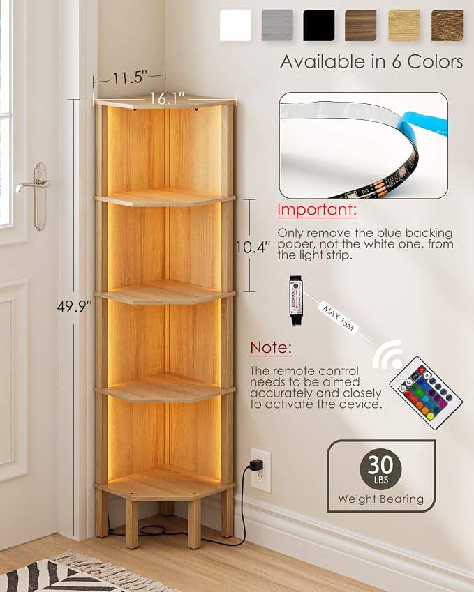 Corner Shelf Stand, 5 Tier Corner Bookshelf - Image 2