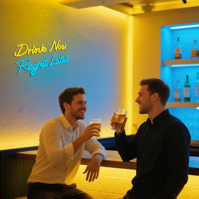 Beer Neon Sign for Man Cave Dimmable Drink Now Regret Later Sign Bar Led Sign - Image 5