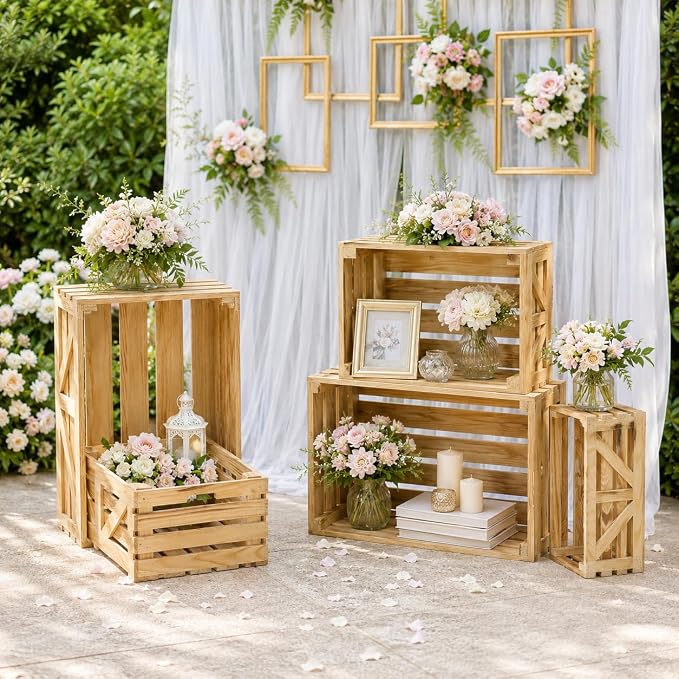 Wooden Crates for Display Large Rustic Nesting Wooden Basket - Image 5