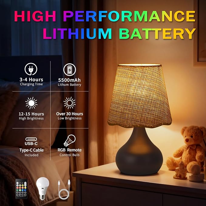 Cordless Table Lamp Rechargeable, Oil Rubbed Bronze Mini Cute Table Lamp - Image 4