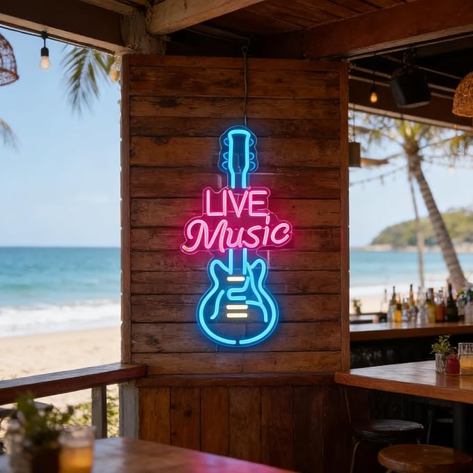 Live Music Neon Sign LED Light for Music Room Wall Decor Guitar Light Up Sign - Image 5
