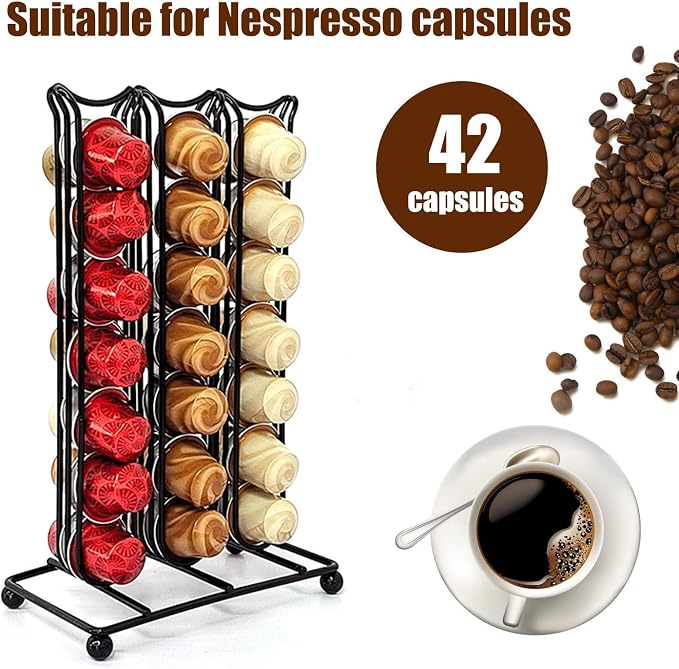 Coffee Capsule Holder Rack Iron 42 Coffee Pods Storage Organizer Tower - Image 6