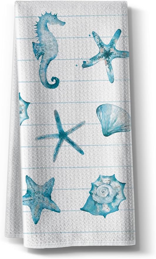 Kitchen Towels for Women-Funny Joked Starfish Seahorse Scallop Ocean Themed by Hcaredee