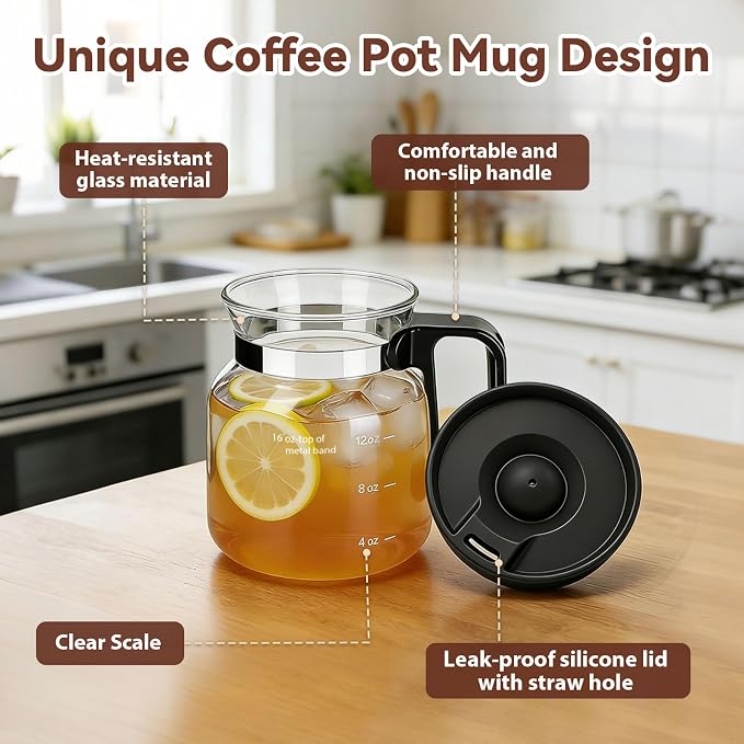 16 Oz Glass Mini Coffee Pot Mug - Image 5