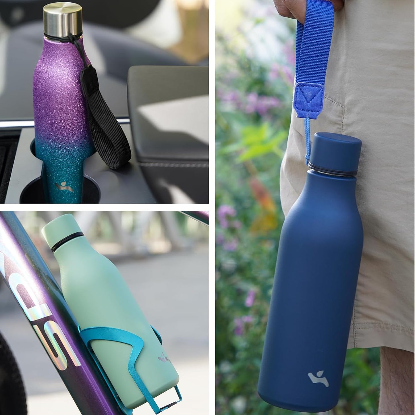 Insulated Water Bottle with Strap,18 oz Double Wall Stainless Steel Vacuum Bottles Metal Water Flask,Red