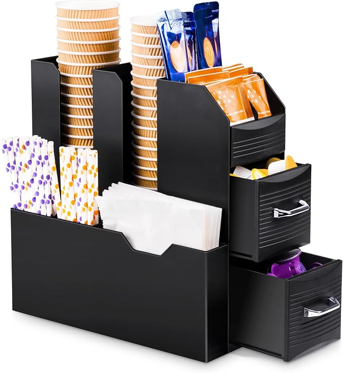 SZQINJI Coffee Condiment Organizer 11-Compartment Breakroom Coffee Station by SZQINJI