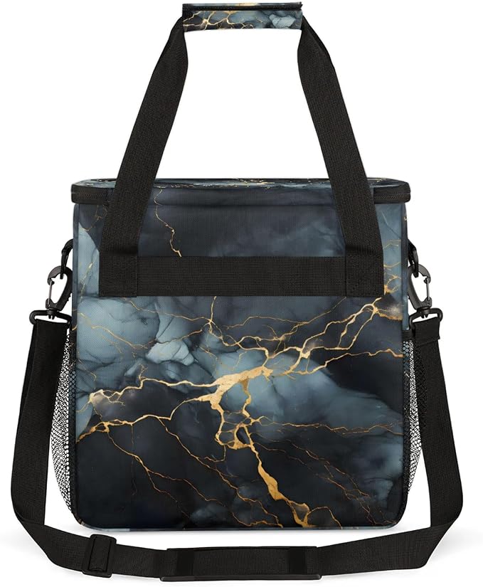 Black Marble Coffee Maker Carring Bag, Large Insulated Storage Organizer Case - Image 5