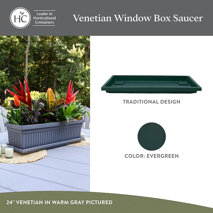 The HC Companies 17.5 Inch Venetian Rectangular Plant Saucer, Lightweight - Image 2