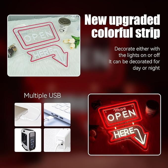 ineonlife We Are Open Here Neon Sign Red Neon Signs - Image 4
