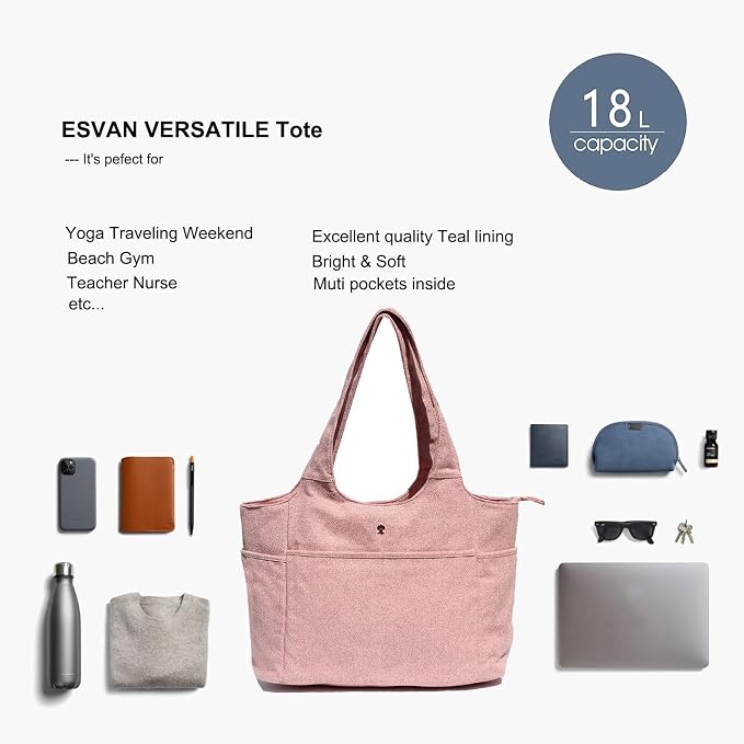 ESVAN Yoga Tote Bag Mat bag Women Shoulder Bags Carryall Tote - Image 6