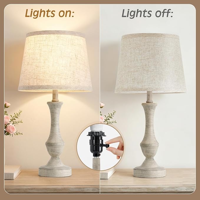 Luvkczc Table Lamp Set of 2, Linen Shade Desk Lamps Office - Image 3