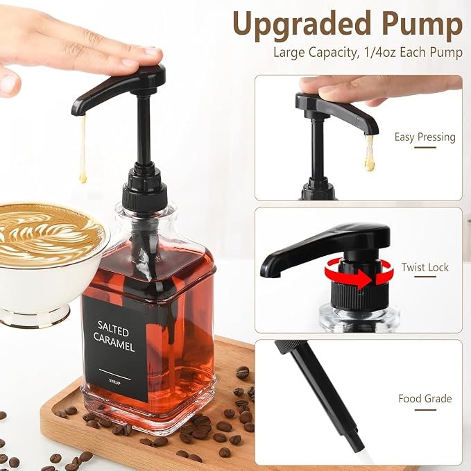 3 Pack 16.9oz Glass Coffee Syrup Dispenser - Image 3