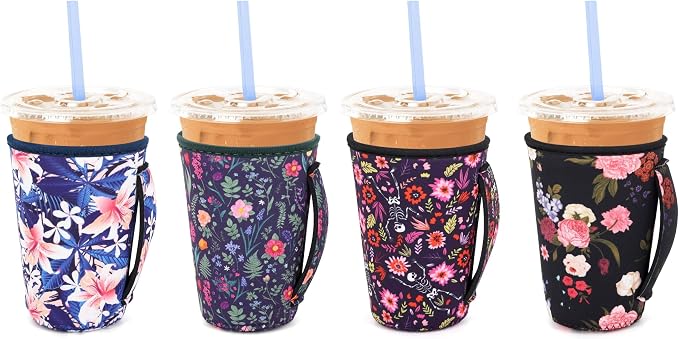 4 Pack Neoprene Cup Sleeves by Snowso
