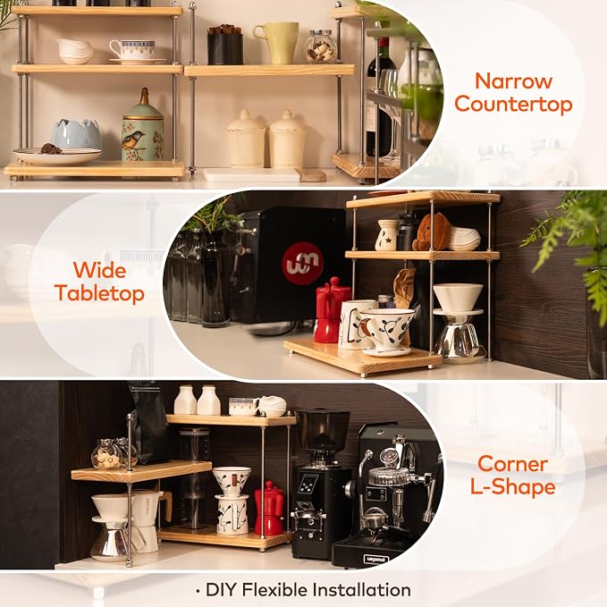 Ultra-Thick 24mm Solid Wood Coffee Station Organizer&Spice Rack - Image 2