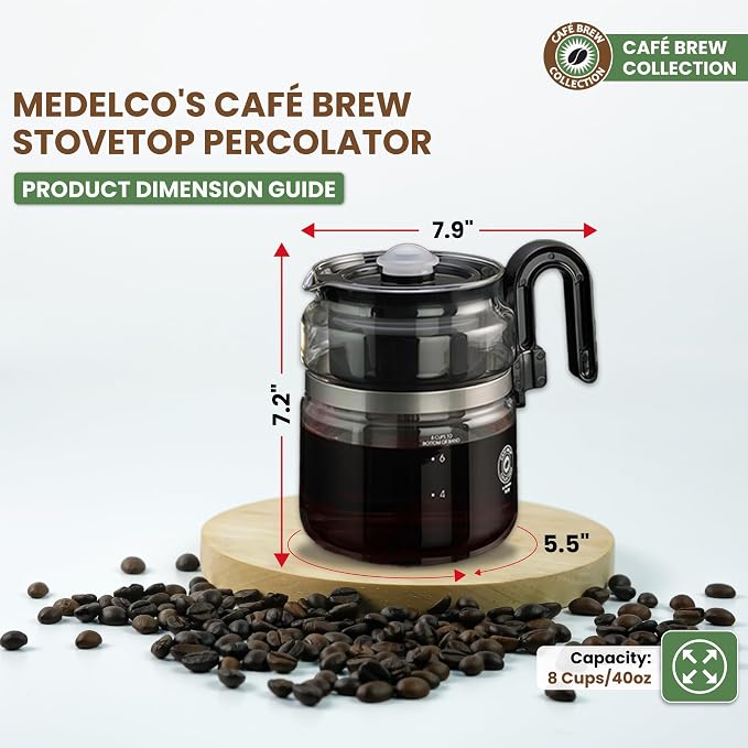 Café Brew Collection 8-Cup Glass Stovetop Percolator Coffee Pot - Image 7