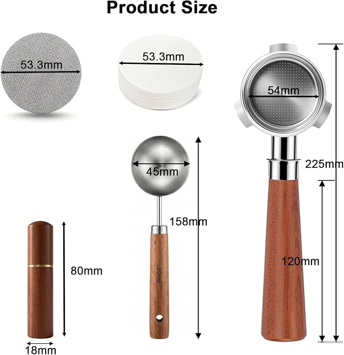 54mm Bottomless Portafilter 3 Ears, 5-Piece Espresso Kit - Image 8