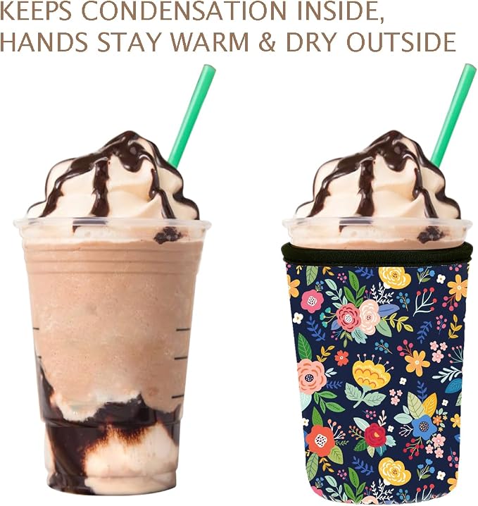 Reusable 3-Pack Iced Coffee Cup Sleeve, Insulated Neoprene, Beverage Holder - Image 6
