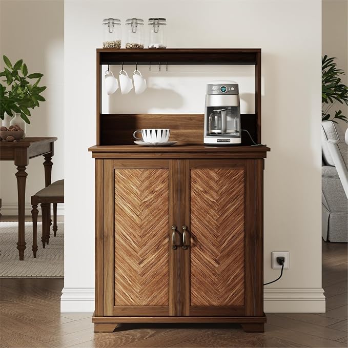 JOINICE Farmhouse Coffee Bar Cabinet - Image 7