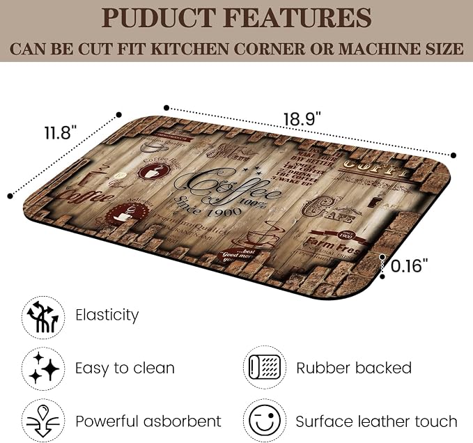 Absorbent Coffee Bar Mat for Espresso Machine Countertops - Image 3