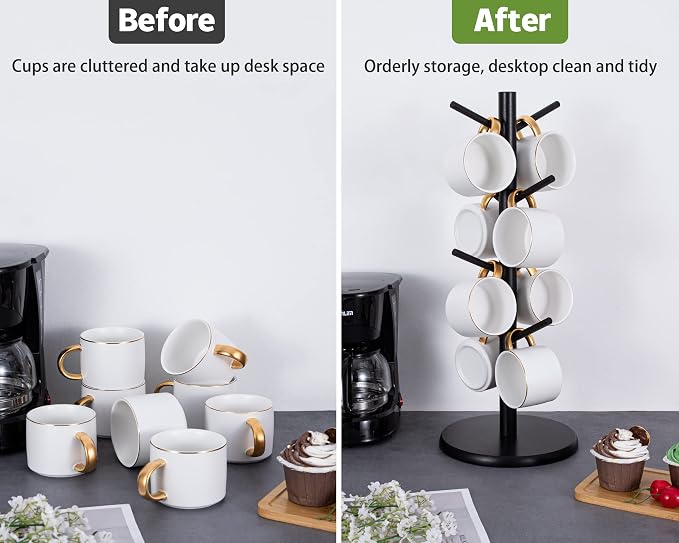 MyLifeUNIT Mug Holder Tree, Wood Mug Hanger Stand - Image 3