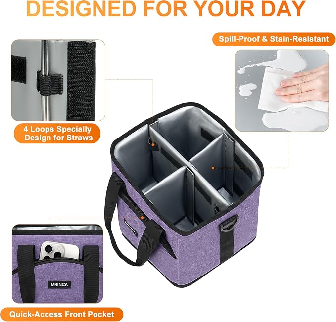 Reusable Drink Carrier with Handle – Insulated, Collapsible 4-Cup Beverage Bag - Image 5